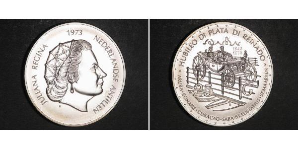 25 Gulden Antille Olandesi (1954 – 2010) Argento Juliana of the Netherlands (1909 – 2004)
