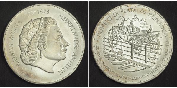 25 Gulden Niederländische Antillen (1954 – 2010) Silber Juliana of the Netherlands (1909 – 2004)