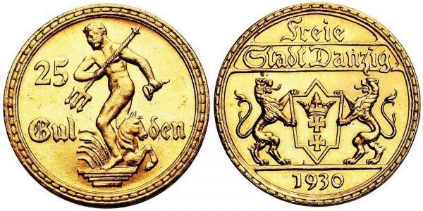 25 Gulden 但澤自由市 (1920 - 1939) 金 