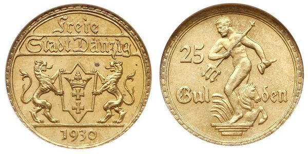 25 Gulden 但澤自由市 (1920 - 1939) 金 