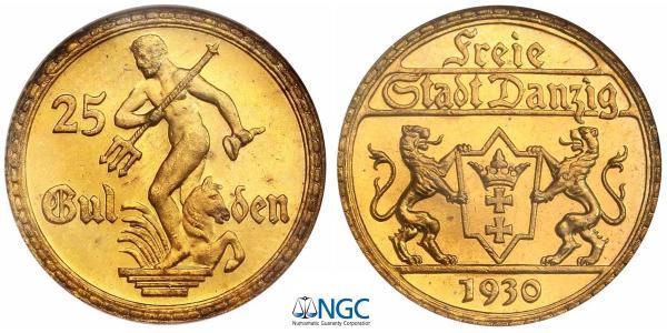 25 Gulden 但澤自由市 (1920 - 1939) 金 