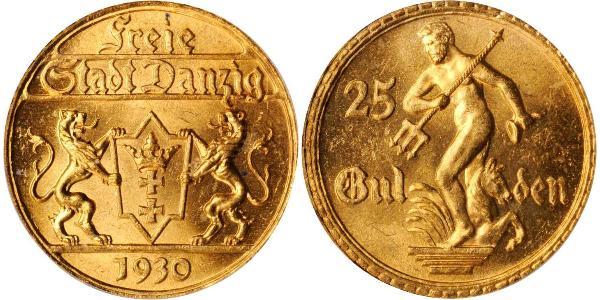 25 Gulden 但澤自由市 (1920 - 1939) 金 