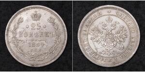 25 Kopeck 俄罗斯帝国 (1721 - 1917) 銀 亚历山大二世 (俄国) (1818-1881)