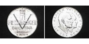 25 Krone Noruega (1905 - ) Plata Haakon VII de Noruega (1872 - 1957) / Olaf V de Noruega (1903 - 1991)