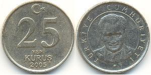 25 Kurush Turquie (1923 - ) Nickel/Laiton 