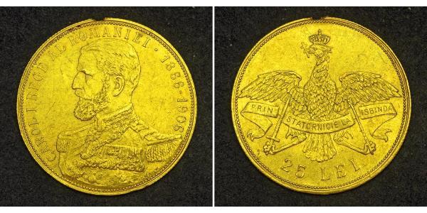 25 Leu Romania Gold Carol I of Romania (1839 - 1914)