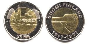 25 Mark Finland (1917 - ) Bimetal 