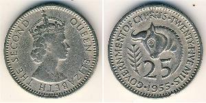 25 Mill British Cyprus (1878 - 1960) Kupfer/Nickel Elizabeth II (1926-2022)