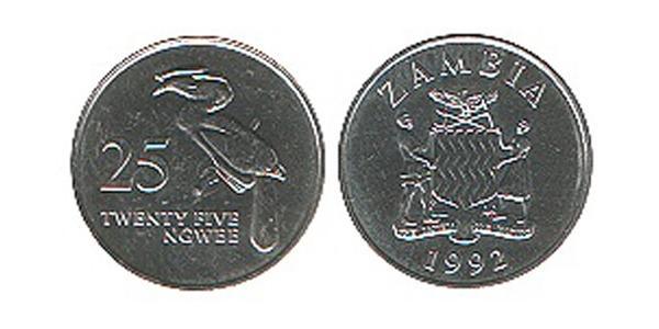 25 Ngwee Zambia (1964 - ) Steel/Nickel 