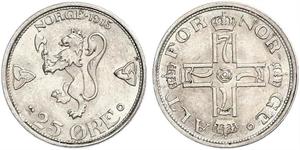 25 Ore Norvège Argent Haakon VII de Norvège (1872 - 1957)