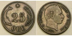 25 Ore Danimarca Argento Cristiano IX di Danimarca (1818-1906)
