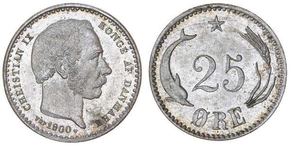 25 Ore Dänemark Silber Christian IX. von Dänemark (1818-1906)