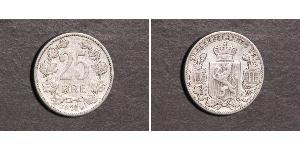 25 Ore Norwegen Silber Oskar II. (Schweden) (1829-1907)