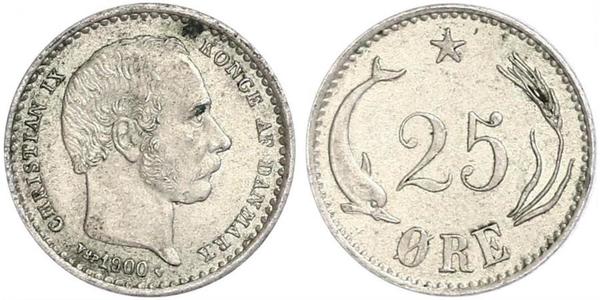 25 Ore Denmark Silver Christian IX of Denmark (1818-1906)