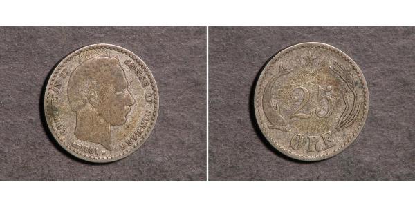 25 Ore Denmark Silver Christian IX of Denmark (1818-1906)