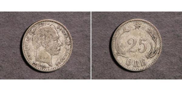 25 Ore Denmark Silver Christian IX of Denmark (1818-1906)