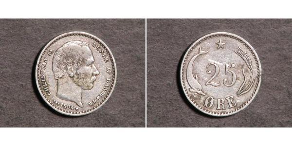 25 Ore Denmark Silver Christian IX of Denmark (1818-1906)