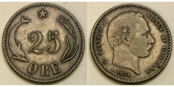 25 Ore 丹麦 銀 克里斯蒂安九世 (1818-1906)