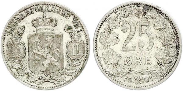 25 Ore 挪威 銀 奧斯卡二世 (1829-1907)