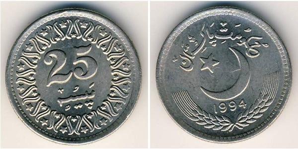 25 Paisa Pakistan (1947 - ) 銅/镍 