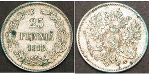 25 Penny Grand-duché de Finlande (1809 - 1917) Argent Nicolas II (1868-1918)