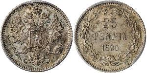 25 Penny Grand-duché de Finlande (1809 - 1917) Argent Nicolas II (1868-1918)