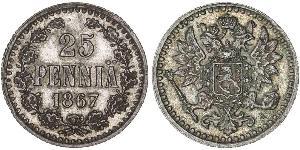 25 Penny Grand-duché de Finlande (1809 - 1917) Argent Nicolas II (1868-1918)