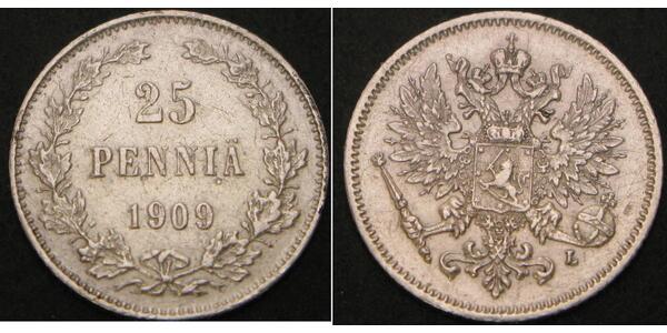 25 Penny Grand-duché de Finlande (1809 - 1917) Argent Nicolas II (1868-1918)