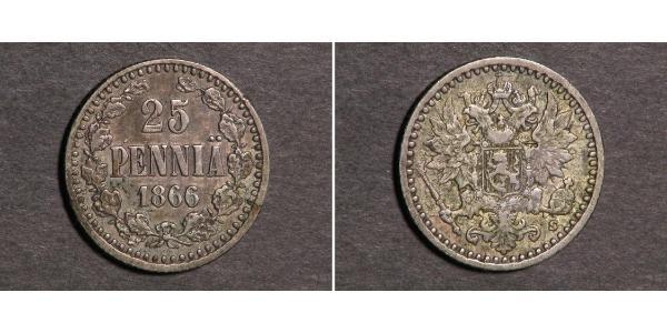 25 Penny Grand-duché de Finlande (1809 - 1917) Argent Nicolas II (1868-1918)