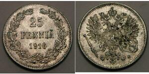 25 Penny Granducato di Finlandia (1809 - 1917) Argento Nicola II (1868-1918)