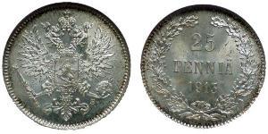 25 Penny Granducato di Finlandia (1809 - 1917) Argento Nicola II (1868-1918)