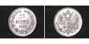 25 Penny Granducato di Finlandia (1809 - 1917) Argento Nicola II (1868-1918)