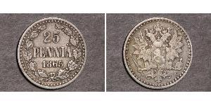 25 Penny Granducato di Finlandia (1809 - 1917) Argento Nicola II (1868-1918)