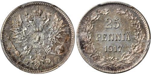 25 Penny Granducato di Finlandia (1809 - 1917) Argento Nicola II (1868-1918)