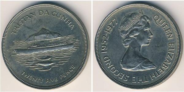 25 Penny Tristan da Cunha Argento Elisabetta II (1926-2022)