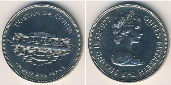 25 Penny Tristan da Cunha Argento Elisabetta II (1926-2022)