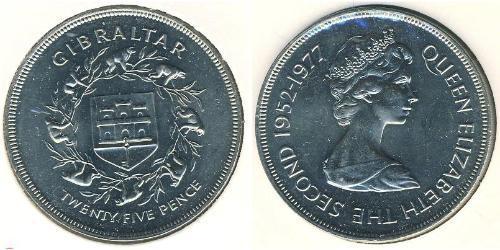 25 Penny Gibraltar Copper/Nickel Elizabeth II (1926-2022)