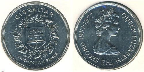 25 Penny Gibraltar Copper/Nickel Elizabeth II (1926-2022)