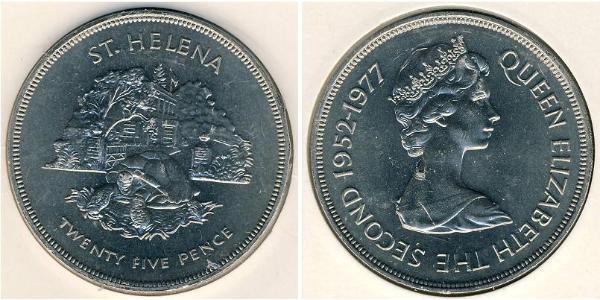 25 Penny Saint Helena (1981 - ) Copper/Nickel Elizabeth II (1926-2022)