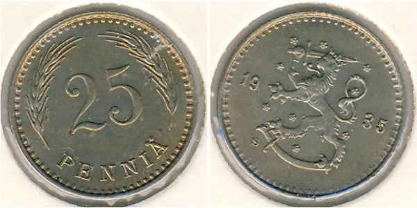 25 Penny Finlande (1917 - ) Cuivre/Nickel 