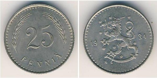 25 Penny Finlandia (1917 - ) Níquel/Cobre 