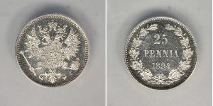 25 Penny Gran Ducado de Finlandia (1809 - 1917) Plata Nicolás II (1868-1918)