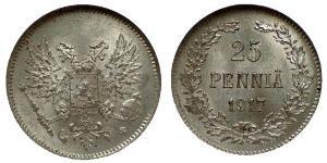 25 Penny Gran Ducado de Finlandia (1809 - 1917) Plata Nicolás II (1868-1918)