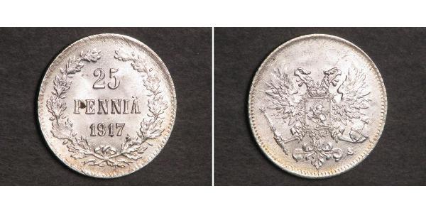 25 Penny Gran Ducado de Finlandia (1809 - 1917) Plata Nicolás II (1868-1918)