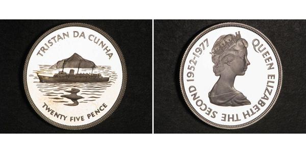 25 Penny Tristán de Acuña Plata Isabel II (1926-2022)