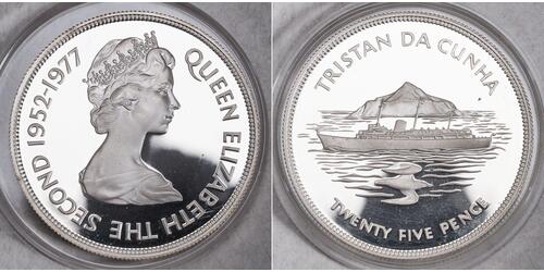 25 Penny Tristan da Cunha Silber Elizabeth II (1926-2022)