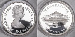 25 Penny Tristan da Cunha Silber Elizabeth II (1926-2022)