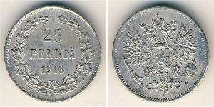 25 Penny Grand Duchy of Finland (1809 - 1917) Silver Nicholas II (1868-1918)