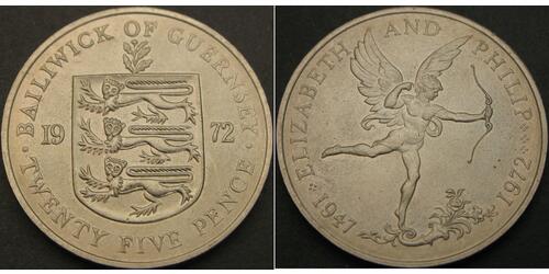 25 Penny Guernsey Silver 
