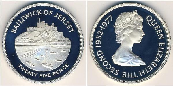 25 Penny Jersey Silver Elizabeth II (1926-2022)